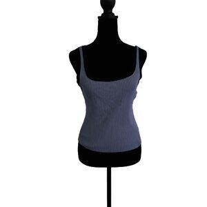 Divided H&M Womens Ribbed Square Neck Sleeveless Tank Top Size Medium